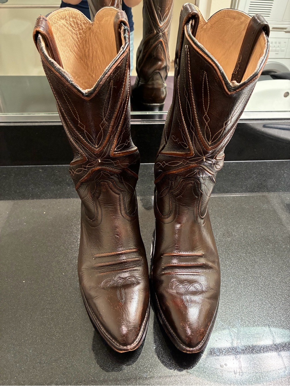 ACME Dark Brown Leather Western Boots